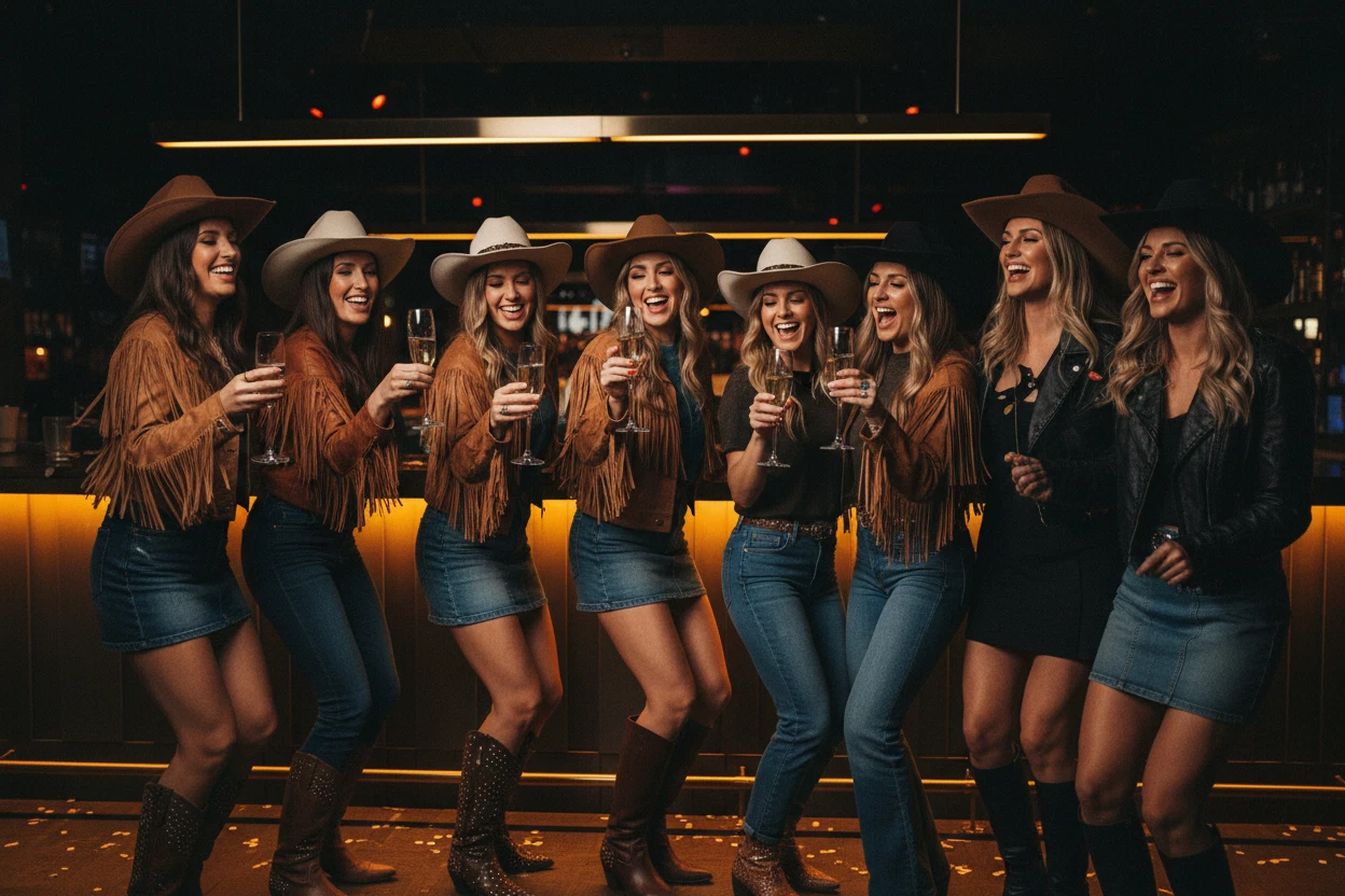 A bachelorette group on the dance floor at The Grand Stomp